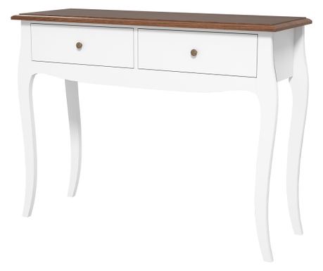 Modern konzolasztal 2 fiókkal, előszobaasztal MDF-ből és forgácslapból, 100x35x76,5 cm, fehér