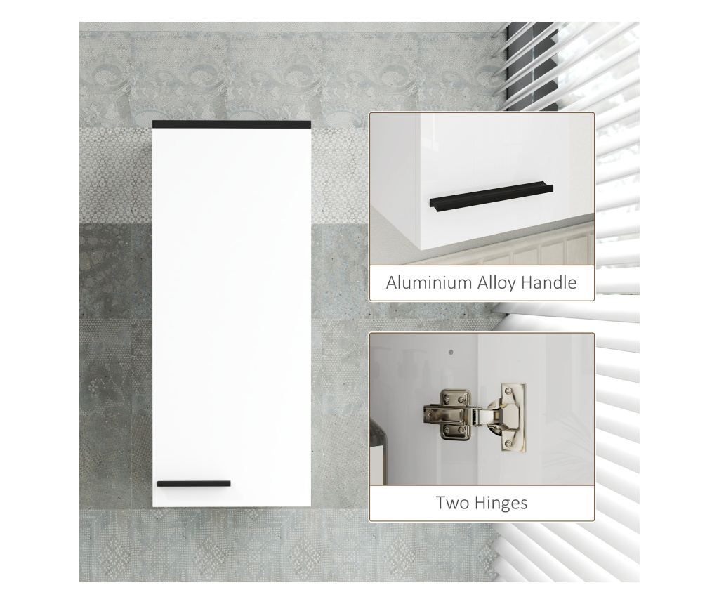 Wall-Mounted Bathroom Cabinet, Bathroom Furniture with 3 Shelves and Adjustable Shelves, 30x32x73 cm, White - 7