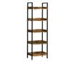 Ipari stílusú 5 polcos könyvespolc, fa és fém könyvespolc otthonra és irodába, 48x30x155cm, rusztikus barna thumbnail 4
