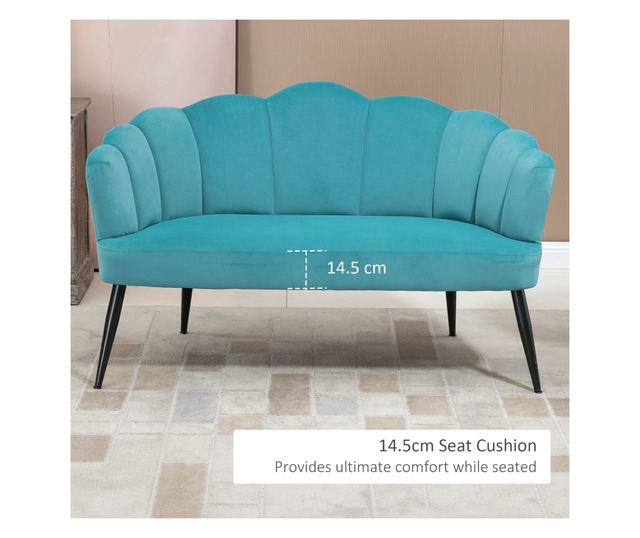 132 cm Velvet Sofa for Bedroom, Modern Furniture, Small Upholstered Couch for Small Spaces, Green