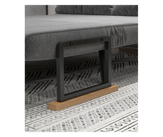 Двуместен разтегателен диван с 5-степенна регулируема облегалка и 2 възглавници от тапициран плат, 102x73x81 см, тъмно сив