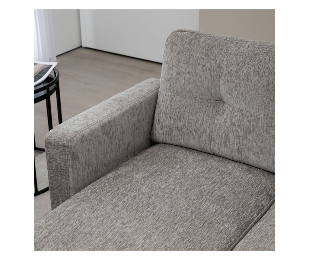 Canapea Coltar Extensibil cu Sezlong Reversibil, Perna pentru Sezut si Spatar si 3 Locuri, 186x130x84 cm, Maro - 9