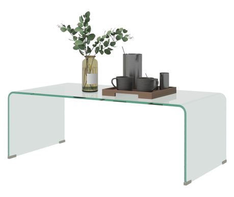 Modern Monoblokk dohányzóasztal csúszásgátló lábakkal, edzett üveg, 100x50x35 cm