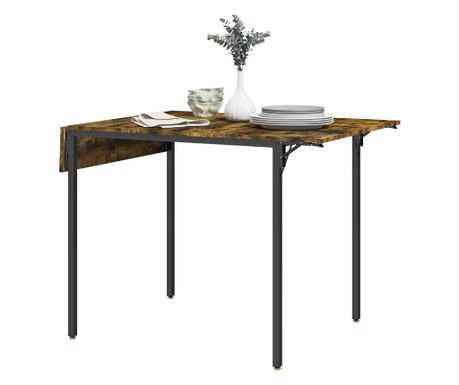 Masa Pliabila Stil Industrial pentru 2-4 Persoane cu 2 Laturi Extensibile, 120x79x79 cm, Maro Rustic