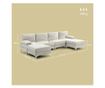 Модулен диван с 4 места, 2 табуретки за крака, възглавници за ръце и гръб, 313x149x88 см, кремаво бял thumbnail 4