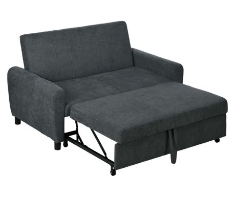 Canapea Pat cu 2 Locuri si 2 perne, Canapea Pat cu Spatar Reglabil pe 3 Nivele, 148x87x88 cm, Gri