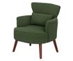 Fotoliu Capitonat cu Perna si Sezut Gros, Fotoliu din Catifea cu Spatar si Picioare din Lemn, 69x69,5x78 cm, Verde