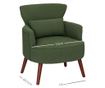 Fotoliu Capitonat cu Perna si Sezut Gros, Fotoliu din Catifea cu Spatar si Picioare din Lemn, 69x69,5x78 cm, Verde