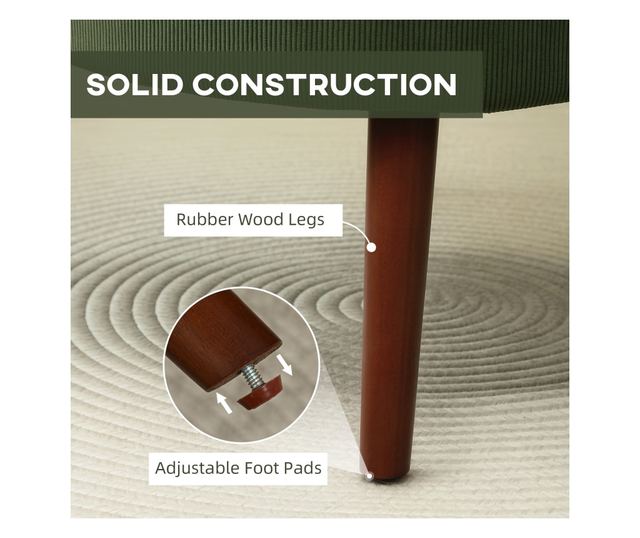 Fotoliu Capitonat cu Perna si Sezut Gros, Fotoliu din Catifea cu Spatar si Picioare din Lemn, 69x69,5x78 cm, Verde