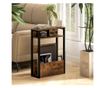 Masuta de Living in Stil Industrial cu 2 Rafturi, Masuta Laterala din Lemn si Metal, 46x18x58,5 cm, Maro Rustic