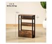 Masuta de Living in Stil Industrial cu 2 Rafturi, Masuta Laterala din Lemn si Metal, 46x18x58,5 cm, Maro Rustic