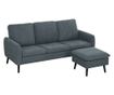 Ъглов 3-местен диван с подвижен и обратим Ottoman, 196x140x88 см, Тъмносив thumbnail 1