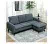 Ъглов 3-местен диван с подвижен и обратим Ottoman, 196x140x88 см, Тъмносив thumbnail 2