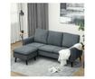 Ъглов 3-местен диван с подвижен и обратим Ottoman, 196x140x88 см, Тъмносив thumbnail 3