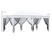 Foisor Pliabil cu 6 Perdele Plasa de Tantari, Foisor de Gradina cu Structura din Otel, 585x295x270cm, Alb Crem