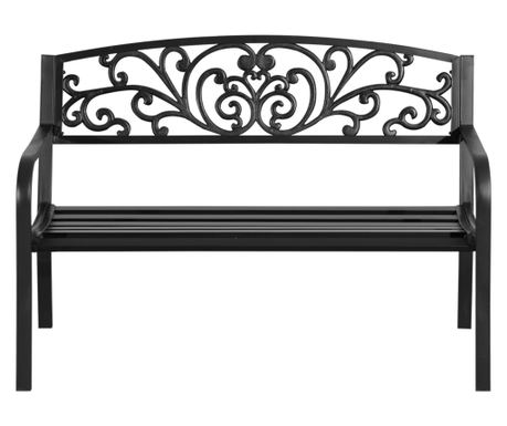 Bancă de Grădină și Exterior, Bancă de Metal Stil Vintage, 127x60x87cm, Negru
