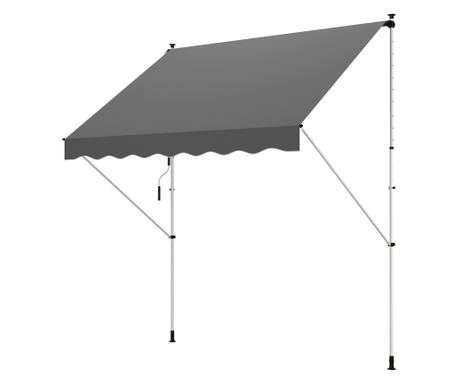 Copertina de Soare cu Brate si Manivela, Structura Telescopica din Metal si Parasolar din Poliester 300x150cm, gri