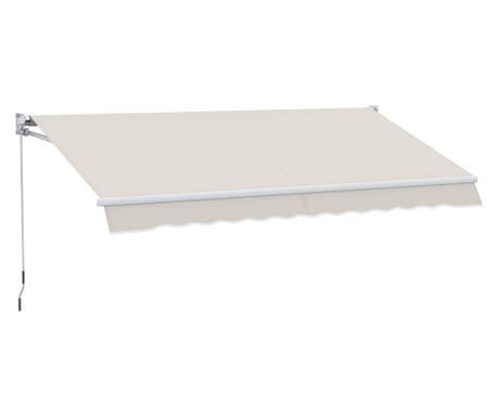 Copertina pentru soare cu brate si actionare manuala, din aluminiu si poliester pentru exterior, 200x250 cm, alb crem