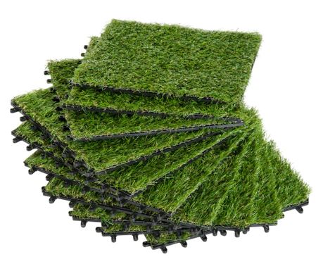Dale pentru Gradina cu Iarba Sintetica 30x30cm 10 Bucati, Gazon Artificial Realist, Densitate 6500 Verde