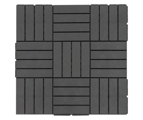 Комплект от 9 заключващи се плочки за тераса 30x30x2 см, 0.81 кв.м, черни