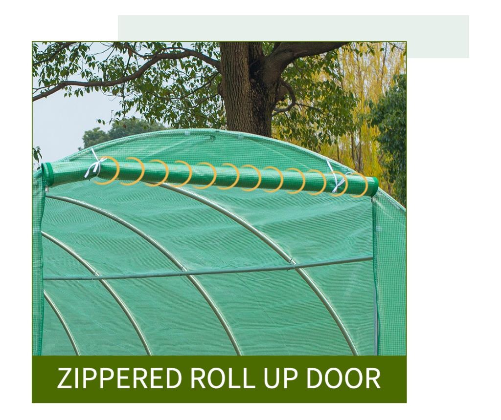 Seră de Grădină, Seră cu Acoperiș Rotunjit din PE pentru Plante, 8x3x2 m, Verde - 6