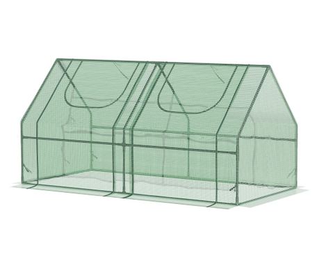 Sera din oțel, copertină PE 180x90x90 cm, verde