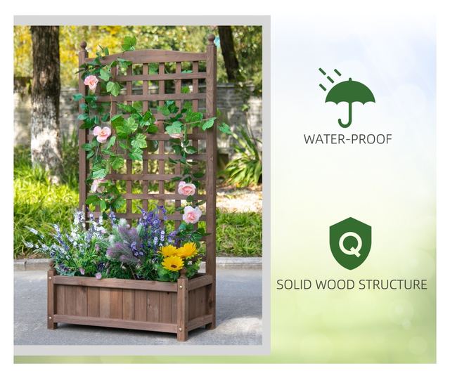 Jardiniera de Exterior din Lemn, Suport pentru Plante