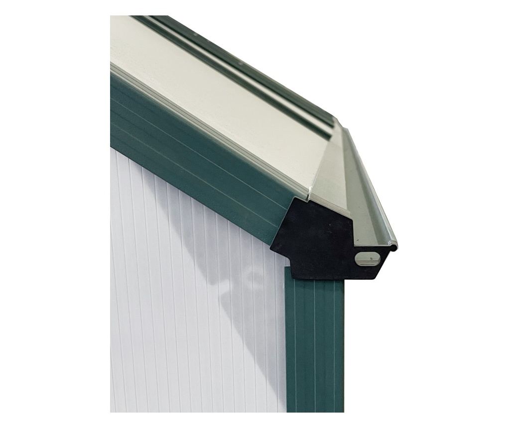 Sera de grădină din Policarbonat 190x253x199cm, cu Fereastră Deschisă și Ușă Glisantă, Structură din Aluminiu, Verde - 10