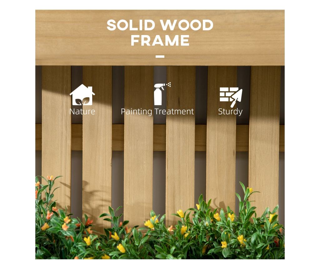 Függőleges fa virágtartó 3 kivehető cseréppel, 60x16x80cm - 9