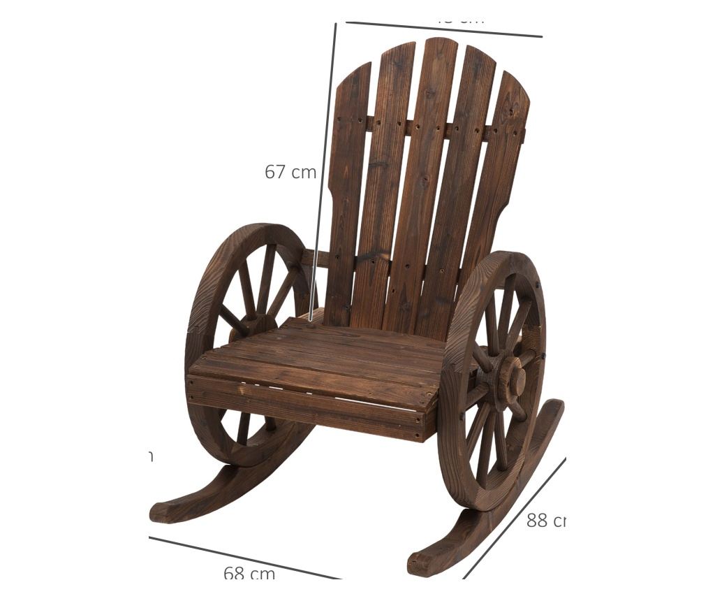 Scaun Balansoar de Gradina din Lemn de Molid, Culoarea Lemn 88x68x97cm - 4