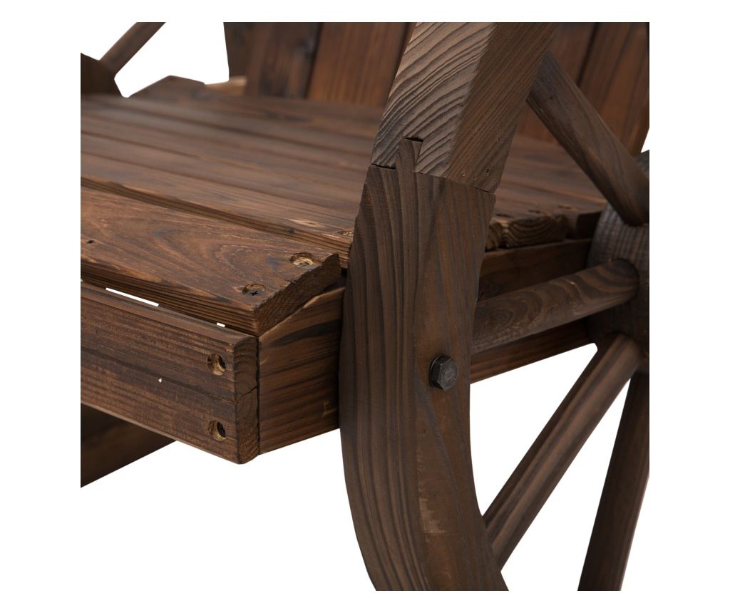 Scaun Balansoar de Gradina din Lemn de Molid, Culoarea Lemn 88x68x97cm - 6