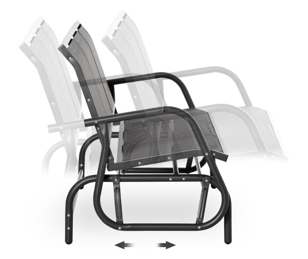 Градинска люлка-пейка с 3 места, метал и текстил, 151x75x85 см, сива - 5