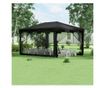 4x3 m Pavilon szúnyoghálóval és 2 bejárattal, fém és PE kerti pavilon, sötétszürke thumbnail 2
