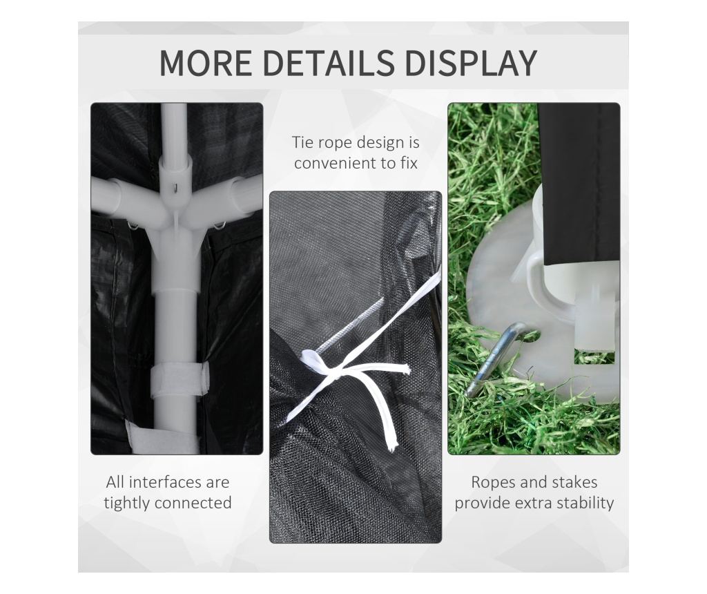 4x3 m Pavilon szúnyoghálóval és 2 bejárattal, fém és PE kerti pavilon, sötétszürke - 7