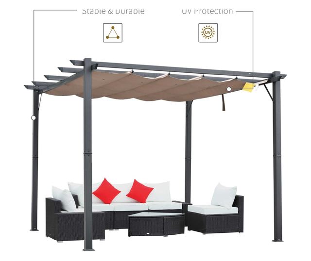 Foisor Pergola de Gradina 3x3 m cu Acoperis Retractabil