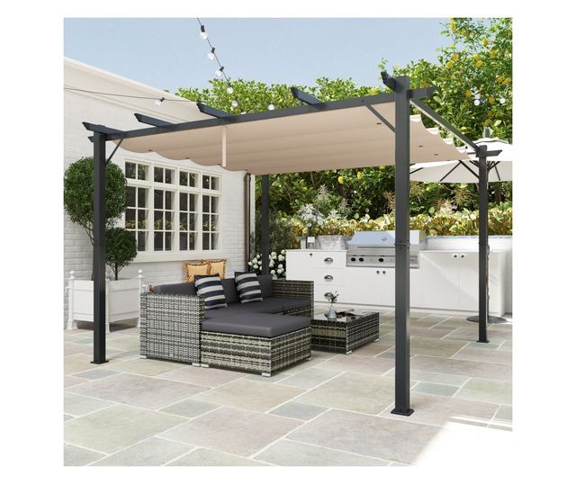 Foisor Pergola de Gradina 3x3 m cu Acoperis Retractabil