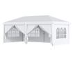Cort 585x295x270 cm pliabil din otel si material Oxford, cort pentru gradina cu 6 pereti laterali, franghii si carlige, alb thumbnail 1