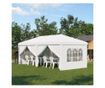 Cort 585x295x270 cm pliabil din otel si material Oxford, cort pentru gradina cu 6 pereti laterali, franghii si carlige, alb thumbnail 2