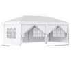 Cort 585x295x270 cm pliabil din otel si material Oxford, cort pentru gradina cu 6 pereti laterali, franghii si carlige, alb thumbnail 4
