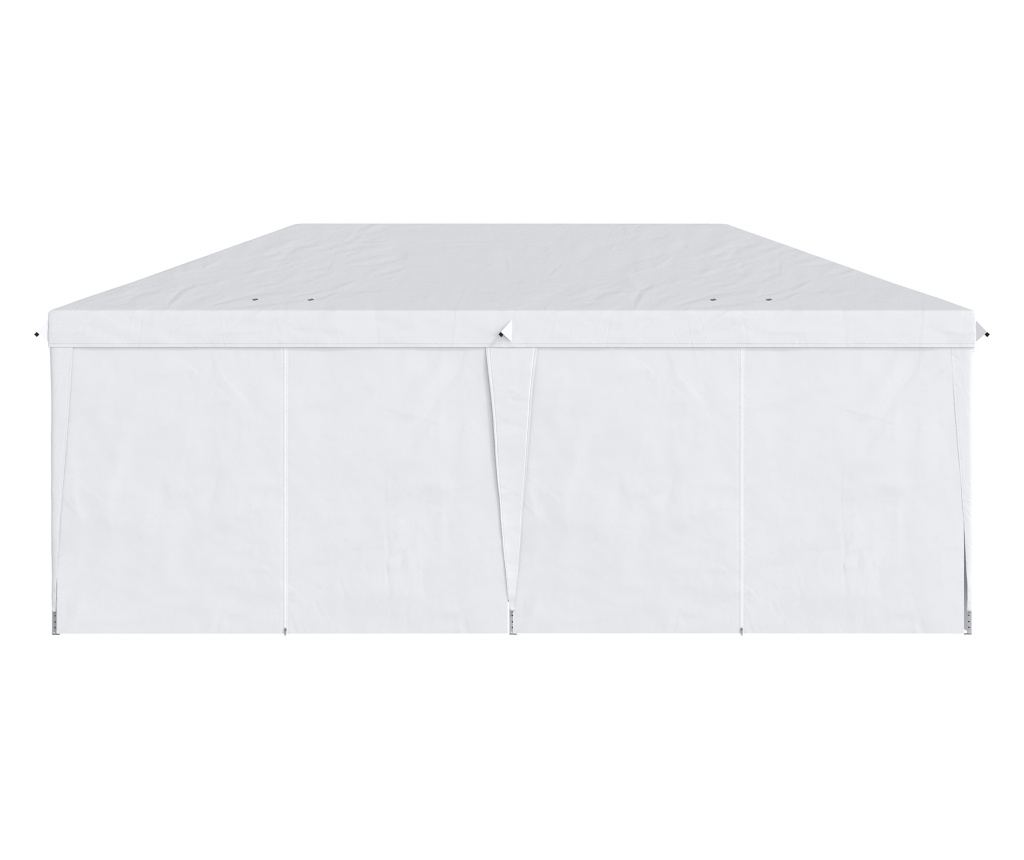 Cort 585x295x270 cm pliabil din otel si material Oxford, cort pentru gradina cu 6 pereti laterali, franghii si carlige, alb - 10