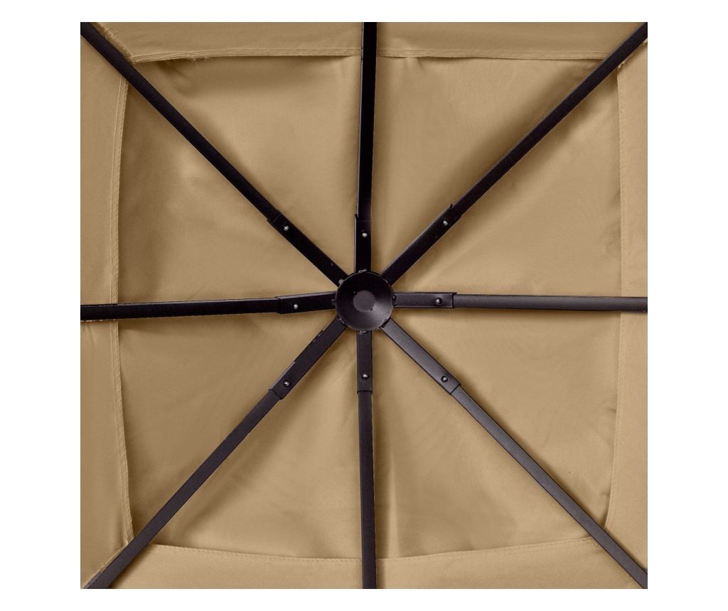 Póttető kerti pavilonhoz, poliészter, szellőzőkkel és vízelvezető lyukakkal, 298x295 cm, bézs - 10