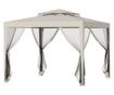 Foisor de Gradina cu Plasa de Tantari, Foisor 3x3 m cu Acoperis Dublu si Cadru din Metal, Bej
