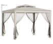 Foisor de Gradina cu Plasa de Tantari, Foisor 3x3 m cu Acoperis Dublu si Cadru din Metal, Bej