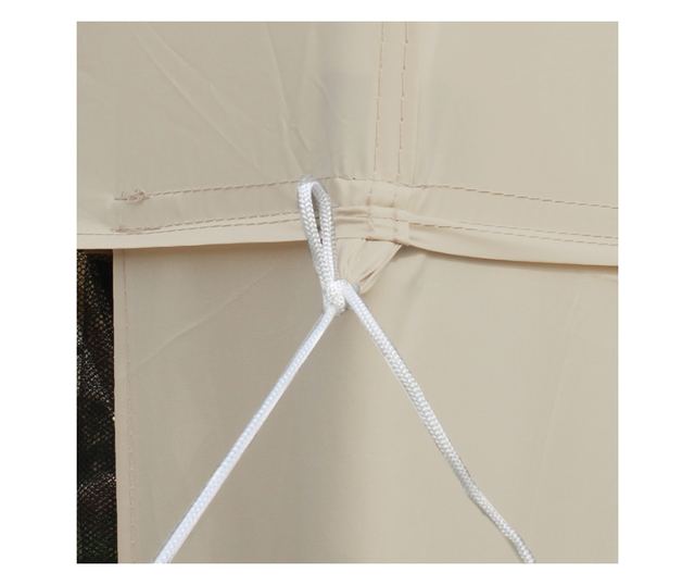 Foisor de Gradina cu Plasa de Tantari, Foisor 3x3 m cu Acoperis Dublu si Cadru din Metal, Bej