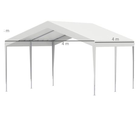 Garaj Auto Portabil Exterior 4x4m cu Acoperiș pentru Mașini și Bărci, Nunți, Petreceri, Foișor de Grădină din Oțel Galvanizat, A
