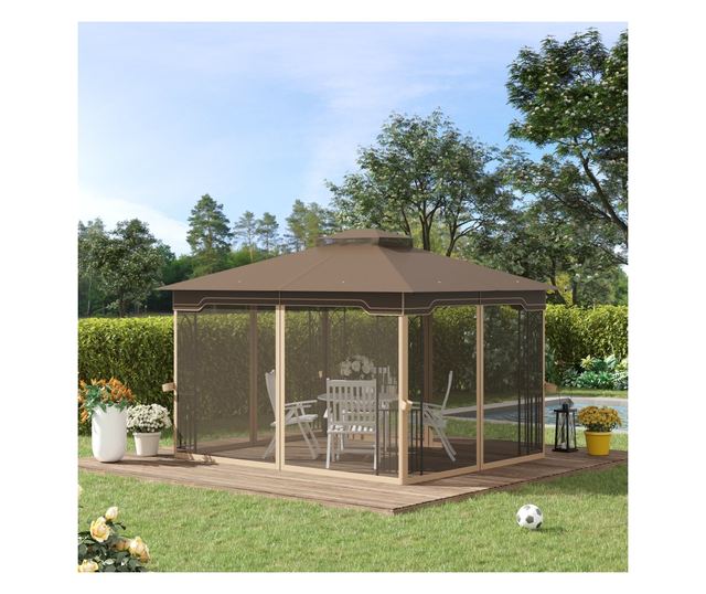Foisor de Gradina 3.65x3m cu Plasa de Tantari si Acoperis Dublu