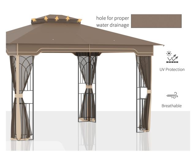 Foisor de Gradina 3.65x3m cu Plasa de Tantari si Acoperis Dublu
