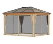 Foisor de Gradina din Otel, Aluminiu si Poliester cu Acoperis din Policarbonat si Plase de Tantari, 2.94x3.60x2.67 m, Kaki