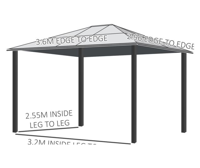 Foisor de Gradina din Otel, Aluminiu si Poliester cu Acoperis din Policarbonat si Plase de Tantari, 2.94x3.60x2.67 m, Kaki