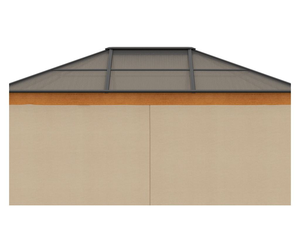 Foisor de Gradina din Otel, Aluminiu si Poliester cu Acoperis din Policarbonat si Plase de Tantari, 2.94x3.60x2.67 m, Kaki - 5